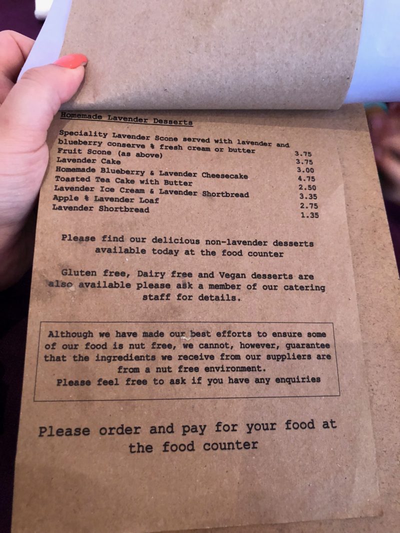 yorkshire lavender menu