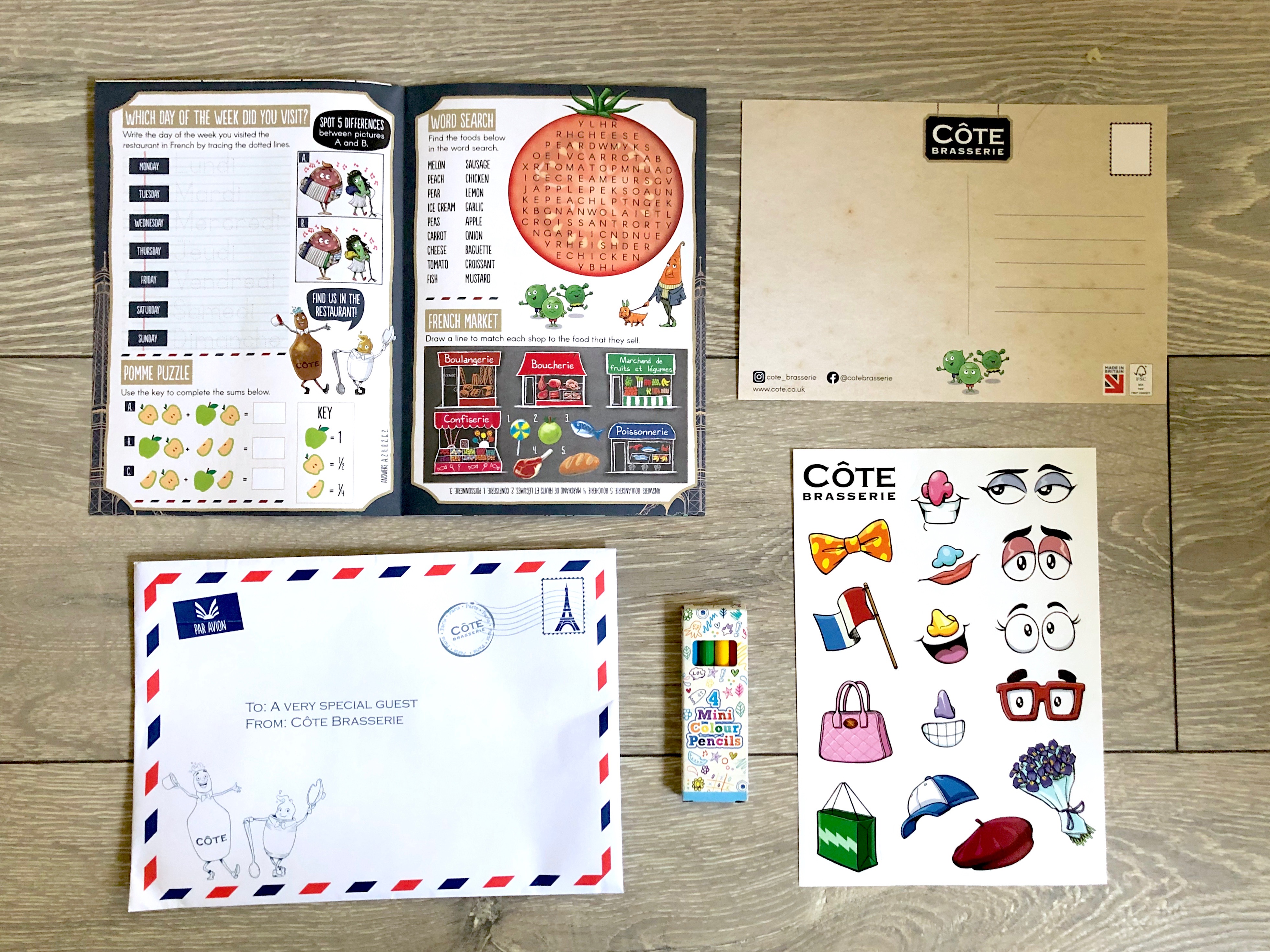 cote brasserie childrens activity pack